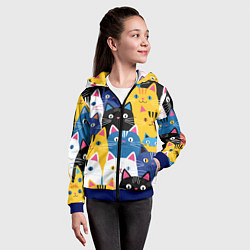 Толстовка на молнии детская Много цветных котиков, цвет: 3D-синий — фото 2