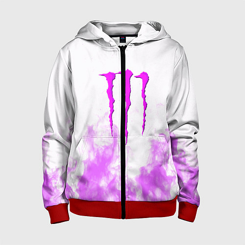 Детская толстовка на молнии Monster energy neon flame / 3D-Красный – фото 1