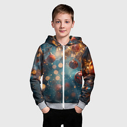 Толстовка на молнии детская Новый год боке стиль, цвет: 3D-меланж — фото 2