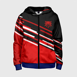 Толстовка на молнии детская Ведьмак полосы геометрия, цвет: 3D-синий