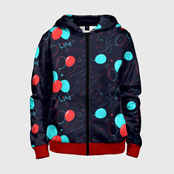 Толстовка на молнии детская Воздушные шары для праздника, цвет: 3D-красный