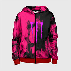Толстовка на молнии детская Monster energy fire pink, цвет: 3D-красный