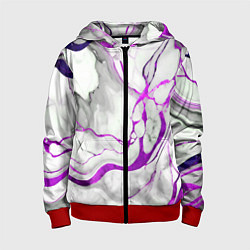 Толстовка на молнии детская Фиолетово-белый мрамор, цвет: 3D-красный