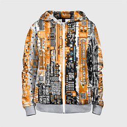 Толстовка на молнии детская Киберпанк паттерн жёлтый, цвет: 3D-меланж