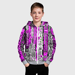 Толстовка на молнии детская Киберпанк паттерн фиолетовый, цвет: 3D-меланж — фото 2