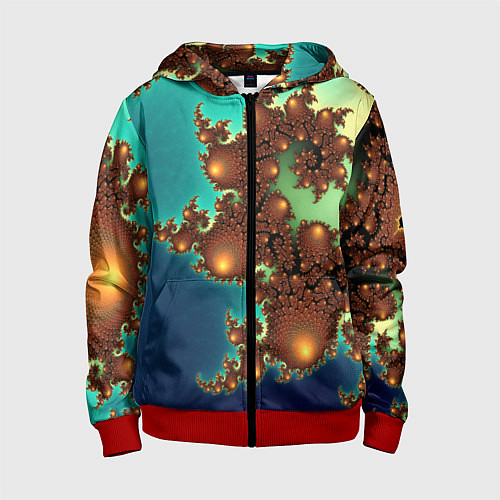 Детская толстовка на молнии Психоделика абстракция / 3D-Красный – фото 1