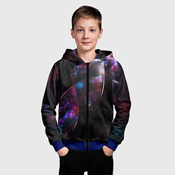 Толстовка на молнии детская Неоновая психоделика абстракция, цвет: 3D-синий — фото 2