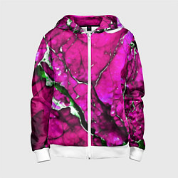 Толстовка на молнии детская Розовый треснувший камень, цвет: 3D-белый