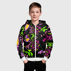 Толстовка на молнии детская Яркие абстрактные круги-зигзаги, цвет: 3D-белый — фото 2