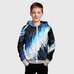 Толстовка на молнии детская Бело-синие острые полосы, цвет: 3D-меланж — фото 2