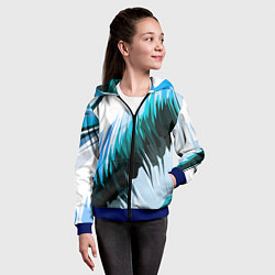 Толстовка на молнии детская Чёрно-синие острые полосы на белом фоне, цвет: 3D-синий — фото 2