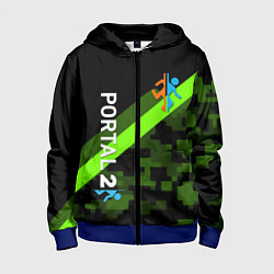 Толстовка на молнии детская Portal camo steel geometry, цвет: 3D-синий