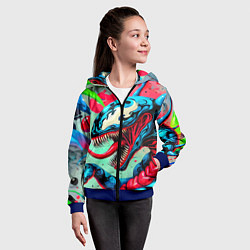 Толстовка на молнии детская Свирепый Веном - граффити, цвет: 3D-синий — фото 2