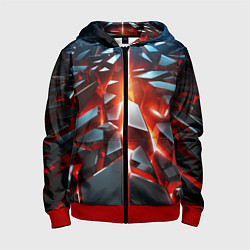 Толстовка на молнии детская Черные слитки над лавой, цвет: 3D-красный
