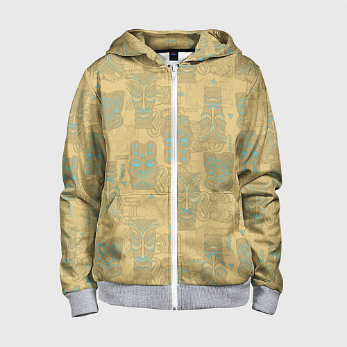 Детская толстовка на молнии Маски Тики / 3D-Меланж – фото 1