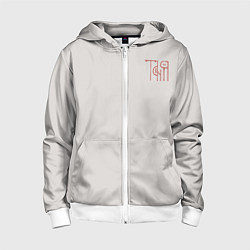 Толстовка на молнии детская Вязью Татьяна - красная надпись, цвет: 3D-белый