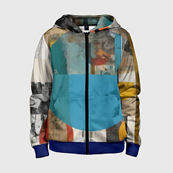 Толстовка на молнии детская Абстрактный ретро коллаж, цвет: 3D-синий