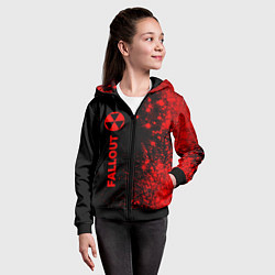 Толстовка на молнии детская Fallout - red gradient по-вертикали, цвет: 3D-черный — фото 2