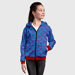 Толстовка на молнии детская Геометрический узор из синих блоков, цвет: 3D-красный — фото 2