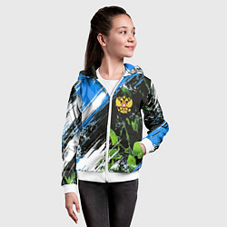 Толстовка на молнии детская Герб России на камуфляже, цвет: 3D-белый — фото 2