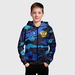 Толстовка на молнии детская Камуфляж с гербом РФ, цвет: 3D-черный — фото 2