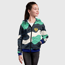 Толстовка на молнии детская Текстурный милитари камуфляж, цвет: 3D-синий — фото 2