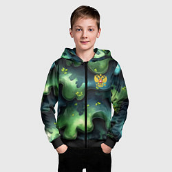 Толстовка на молнии детская Летний абстрактный камуфляж, цвет: 3D-черный — фото 2