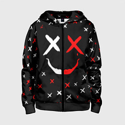 Толстовка на молнии детская Smile face, цвет: 3D-черный