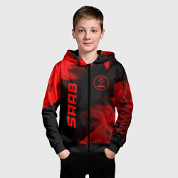 Толстовка на молнии детская Saab - red gradient вертикально, цвет: 3D-черный — фото 2