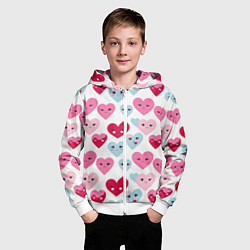 Толстовка на молнии детская Сердечки-смайлики, цвет: 3D-белый — фото 2