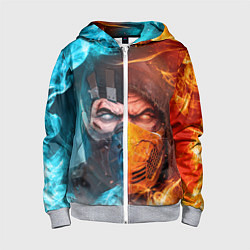 Толстовка на молнии детская Mortal Kombat - Саб-зиро и Скорпион, цвет: 3D-меланж