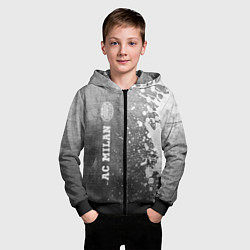 Толстовка на молнии детская AC Milan - grey gradient по-вертикали, цвет: 3D-черный — фото 2