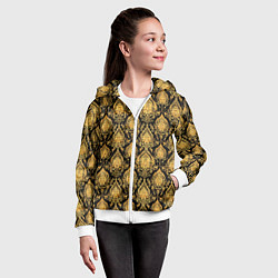 Толстовка на молнии детская Тайский золотой орнамент, цвет: 3D-белый — фото 2