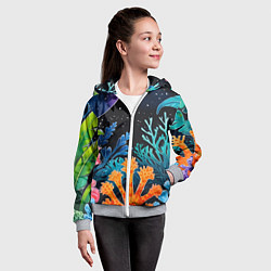 Толстовка на молнии детская Космические кораллы, цвет: 3D-меланж — фото 2