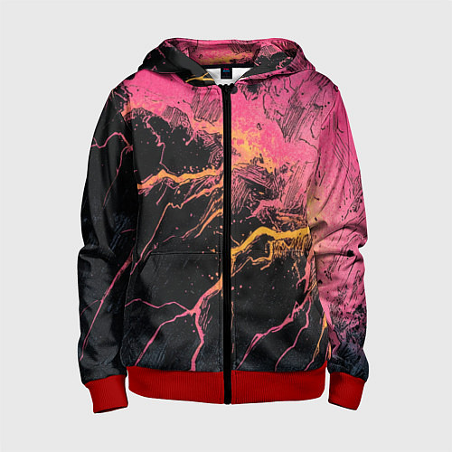 Детская толстовка на молнии Абстрактные молнии текстура / 3D-Красный – фото 1