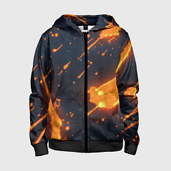 Толстовка на молнии детская Оранжевая краска в движении, цвет: 3D-черный