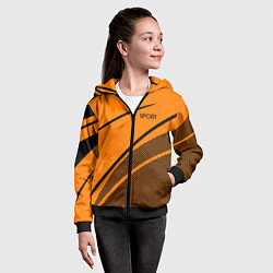 Толстовка на молнии детская Sport оранжевый с чёрным точечный, цвет: 3D-черный — фото 2