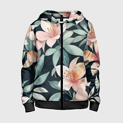 Толстовка на молнии детская Цветочный паттерн, цвет: 3D-черный