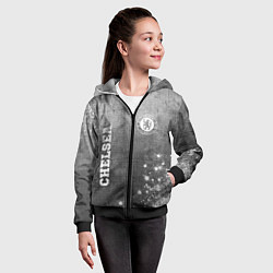 Толстовка на молнии детская Chelsea - grey gradient вертикально, цвет: 3D-черный — фото 2