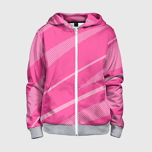 Детская толстовка на молнии Розовый однотонный абстракция с полосой / 3D-Меланж – фото 1