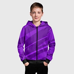 Толстовка на молнии детская Фиолетовый однотонный абстракция с полосой, цвет: 3D-черный — фото 2