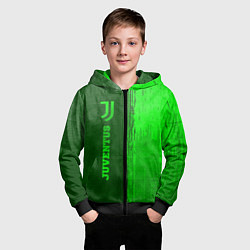 Толстовка на молнии детская Juventus - green gradient по-вертикали, цвет: 3D-черный — фото 2