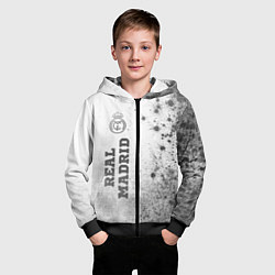 Толстовка на молнии детская Real Madrid - white gradient по-вертикали, цвет: 3D-черный — фото 2