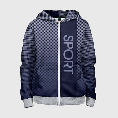 Детская толстовка на молнии Sport тёмно-синий вертикальная полоса / 3D-Меланж – фото 1