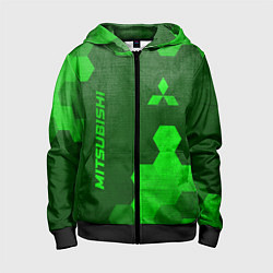 Толстовка на молнии детская Mitsubishi - green gradient вертикально, цвет: 3D-черный