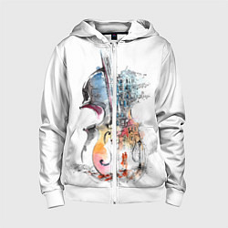 Толстовка на молнии детская Скрипка, цвет: 3D-белый