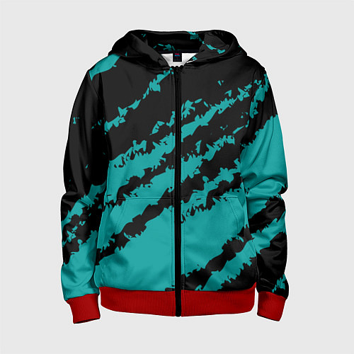 Детская толстовка на молнии The color is black and light blue / 3D-Красный – фото 1