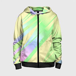 Толстовка на молнии детская Жёлто-зелёный полосатый, цвет: 3D-черный