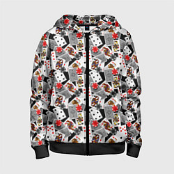 Толстовка на молнии детская Карты и фишки, цвет: 3D-черный