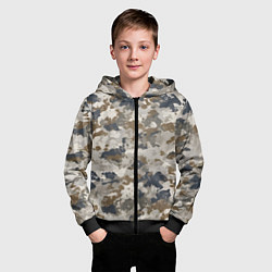 Толстовка на молнии детская Светлый камуфляж, цвет: 3D-черный — фото 2